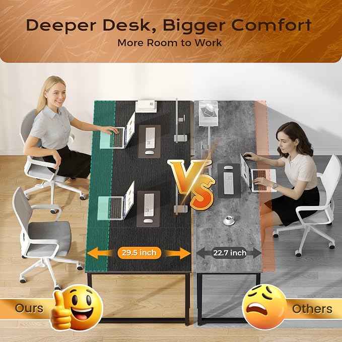 70.8 X 29.5 Inch Computer Desk with Deeper Desktop, Gaming Office Writing Work Desk for Home Office, Study, Bedroom, Work from Home, Metal Frame, Black