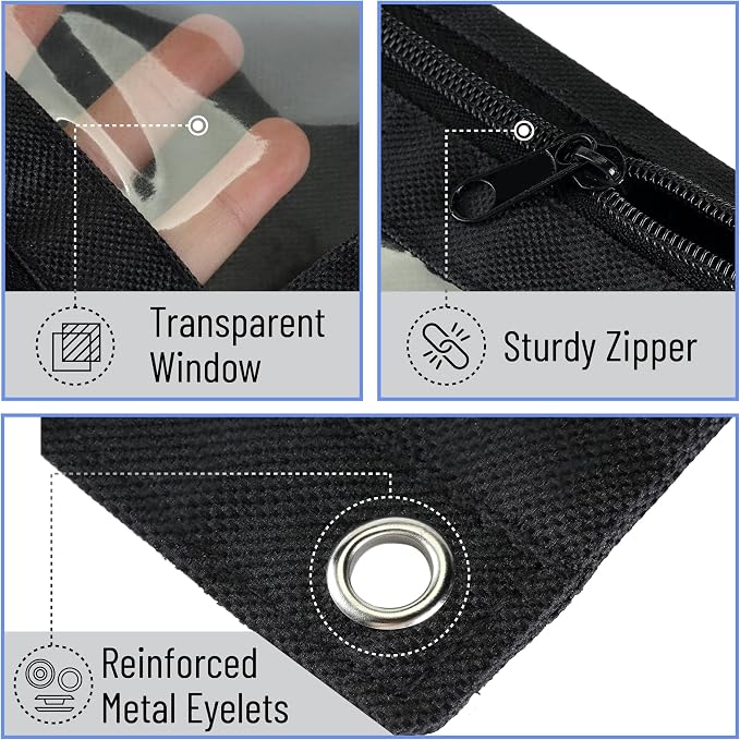 Mr. Pen- Bulk Pencil Pouch for 3 Ring Binder, 30 Pack, 10"x6.75" | Smooth Zipper, Clear Window, Bulk Large Capacity Pencil Case with 3 Reinforced Grommets for School, Office, Supplies Storage