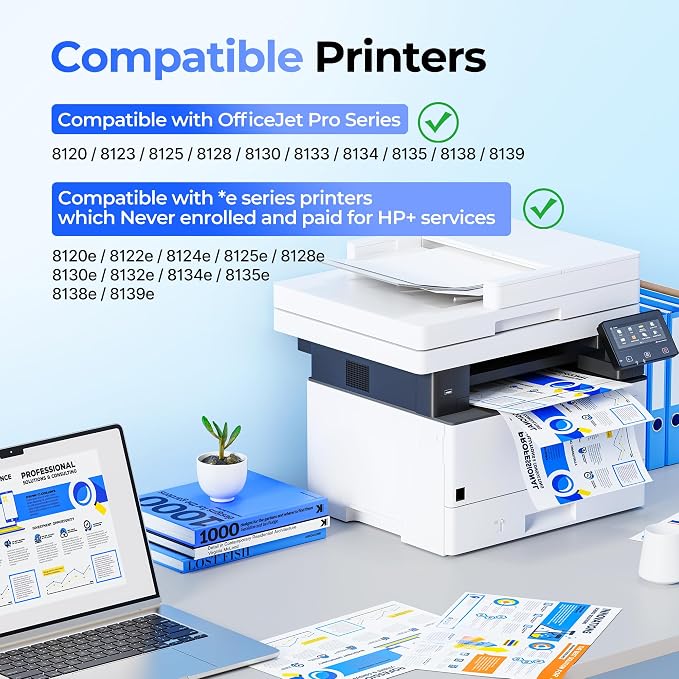 923XL Ink Cartridges for HP 923 Ink Cartridges With Chip 4-Pack 6C3Y6LN | High Yield 923e 923 Ink Cartridges for HP Printers 8125e 8135e 8124e 8130e 8132e 8122e 8120e 8138e 8139e Printers Black Color