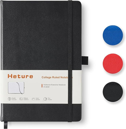 Hardcover Notebooks, A5 Lined Journals Notebook for Writing 160 Pages, 8.2 x 5.5 inch, Classic Ruled Notebooks for College/Work/Travel (Lined-1 Pack, Black)