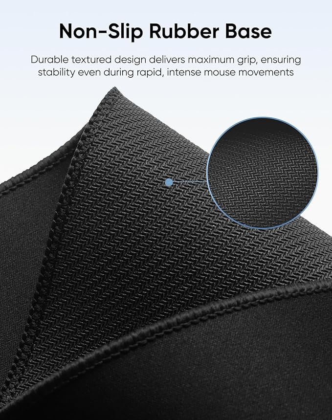 Large Gaming Mouse Pad with Durable Stitched Edges, Non-Slip Rubber Base, Big Computer Keyboard Mouse Mat Desk Pad for Home Office Gaming Work, 27.6''x11.8''x0.12'', Black