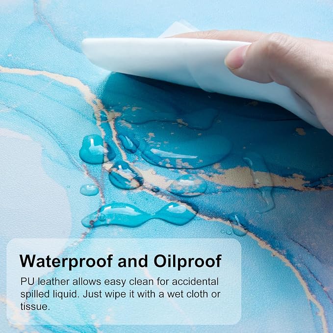 QiyI PU Leather Large Mouse Pad, 31.5" x 11.8", Blue Pink Fluid | Desk Décor Accessories, Extended Size, Waterproof & Easy to Clean, Smooth Surface, Non Slip Desk Organization