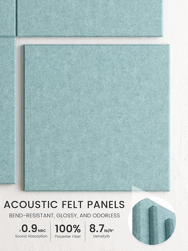 Bumusty Large Cork Board 48" x 36" Alternative - 12 Pack Felt Wall Tiles with 70 Safe Removable Adhesive Tabs, 30 Pushpins, Cork Boards for Walls Pin Board Bulletin Board Office Decor (Aqua Blue)