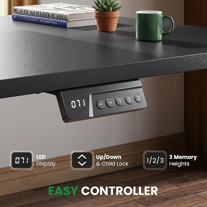 SIAGO 63x55 Inch L-Shaped Standing Desk with Charging Station Corner Desk | Adjustable L Shape Corner Computer Desk with Memory Controller, Splice Board Ergonomic Sit Stand Workstation for Home Office