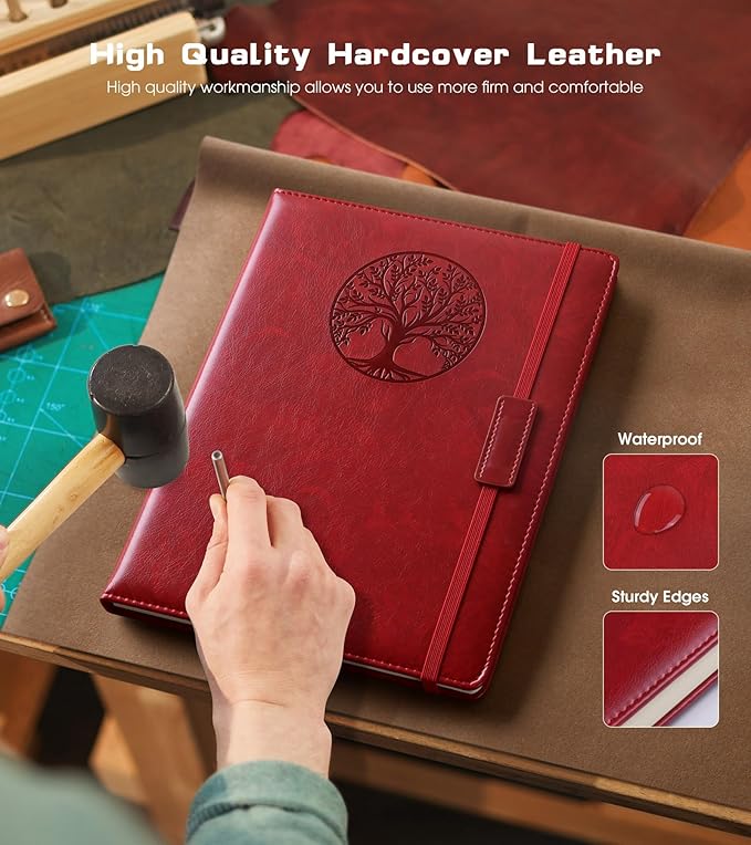 Lined Journal Notebook for Women Men,256 Pages A4 Large Hardcover Leather Journals for Writing,Travel,Business,Work,School,College Ruled Notebooks for Note Taking, Diary Notepad 8.6"×11"