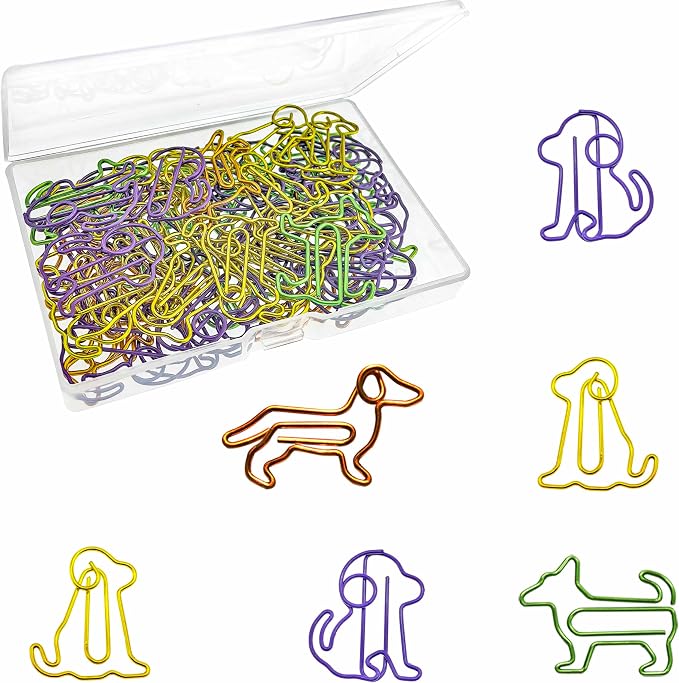 Cute Dog Paper Clips 60 PCS, Funny Gifts for Dog Lovers Coworkers Women | Decorative Bookmark Clips, Fun Office Supplies Desk Accessories