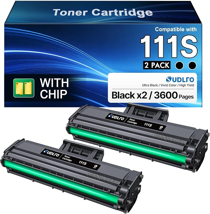 MLT-D111S Toner Cartridge High Yield Compatible for Samsung 111S 2-Pack | 111L MLT-D111S MLT-D111L to use with Samsung Xpress M2020W M2070FW M2070W M2022W M2024W M2020 M2071 M2026W Printers (Black)