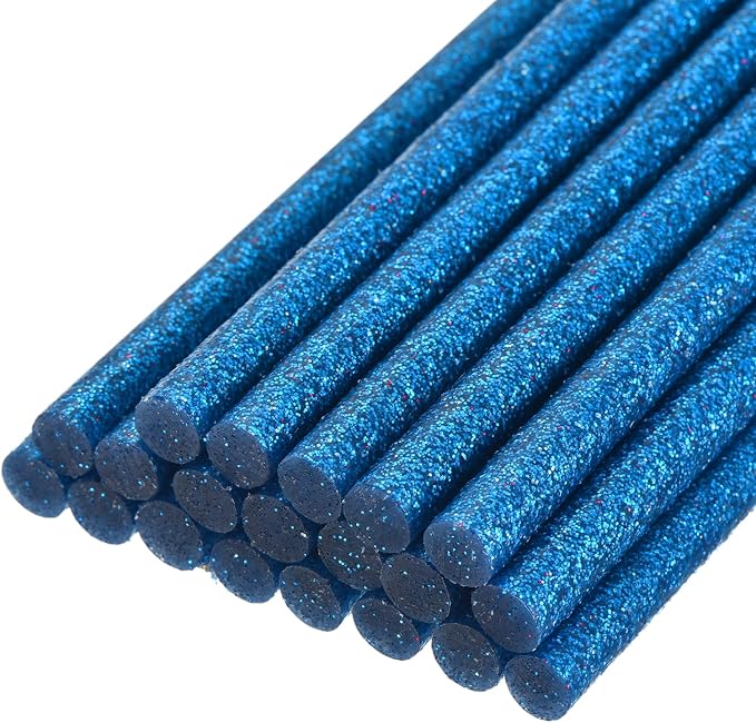 uxcell 20pcs Hot Glue Sticks for Glue Gun 11mm/0.43-inch x 8-inch Mini Hot Melt Adhesive Glue Stick Glitter Bright Blue