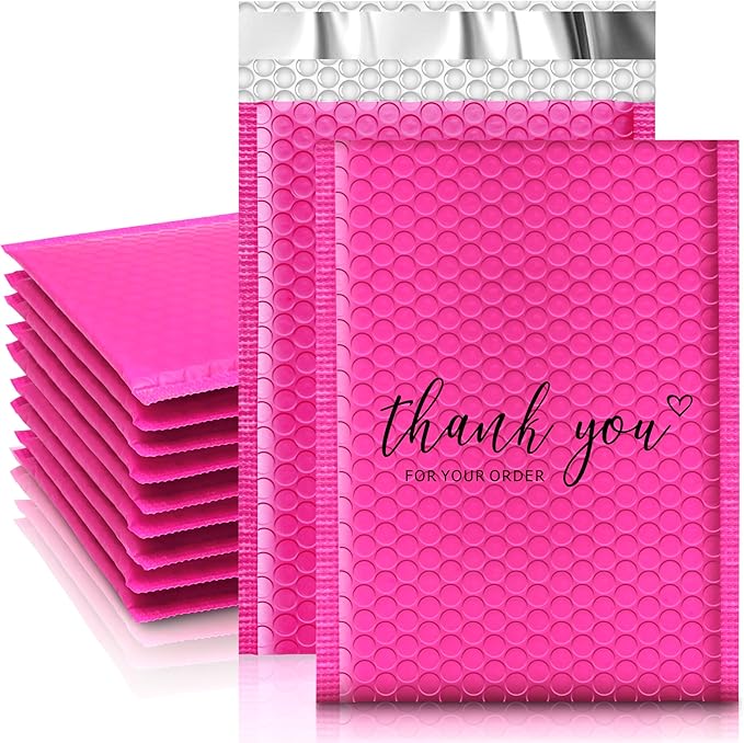 JinRuiKJ Bubble Mailers 6x10" 25 Pack, Padded Envelopes, Strong Adhesion Padded Mailers, Cushioning Padded Shipping Envelopes for Jewelry, Makeup - Rose Red