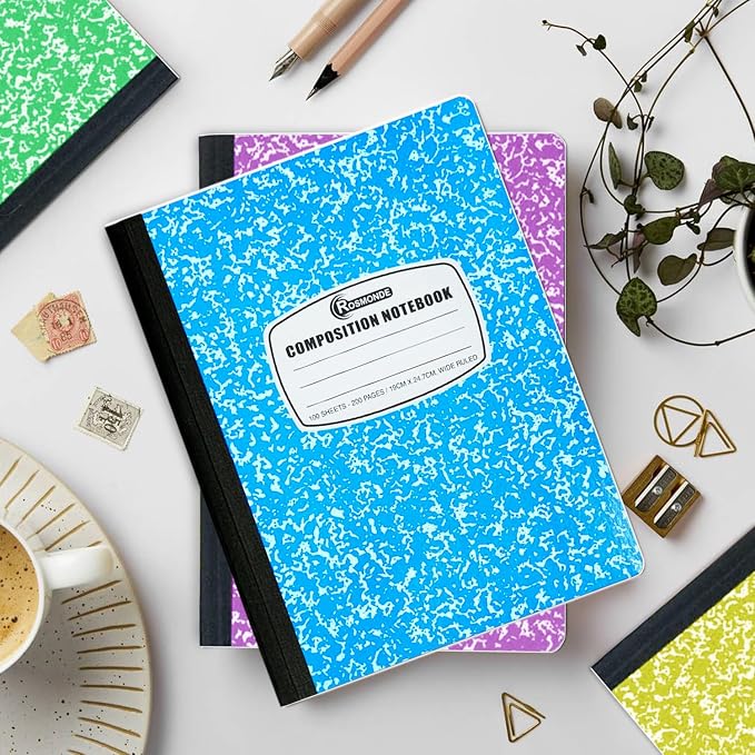 50 Pack Composition Notebooks Bulk Wide Ruled, Bulk Notebook | Bulk Marble Composition Notebook, 200 Pages (100 Sheets), 9-3/4 x 7-1/2, Hard Cover, Bulk Notebooks for Office & School