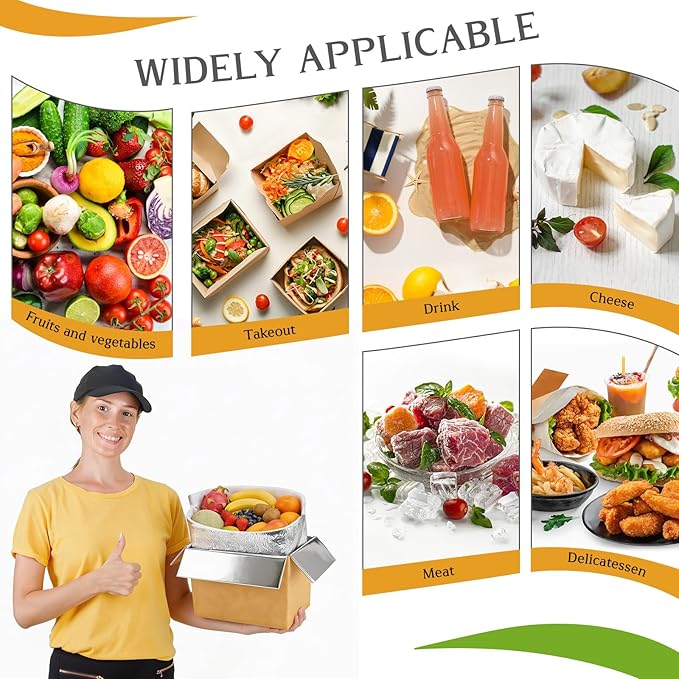 Convivium 2 Pack Insulated Shipping Boxes with Aluminum Foil Liner and 2 Foil Bags, Thermal Cooler Mailing Boxes for Hot & Frozen Food Delivery (2, 10 * 6 * 6.5 inches)