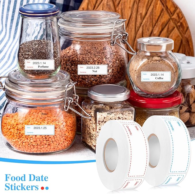 2000Pcs Removable Freezer Labels,1 x 3 Inch Food Labels for Food Containers Food Date Stickers Refrigerator Food Storage Labels Easy Clean No Residue