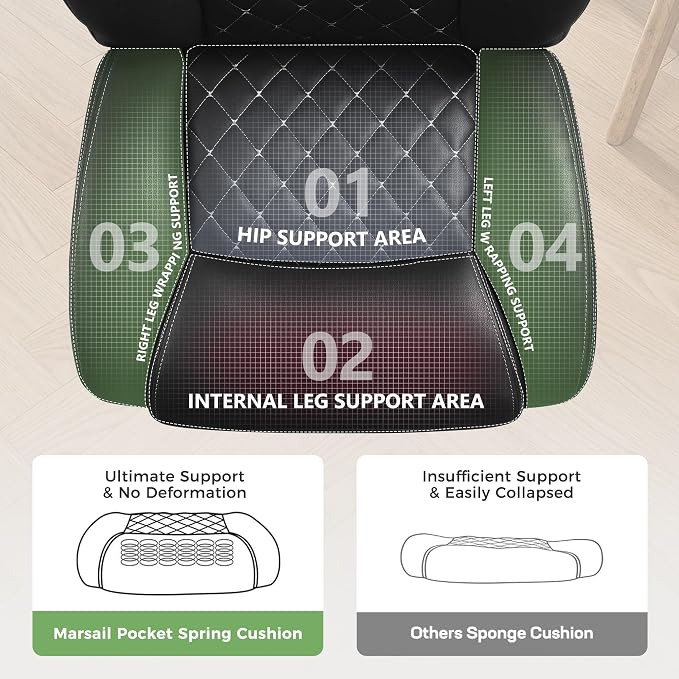 Office Chair, Ergonomic Executive Desk Chair with Lumbar Support for Lower Back Pain Relief, Padded Flip-Up Armrests, Leather Home Office Chair, Black
