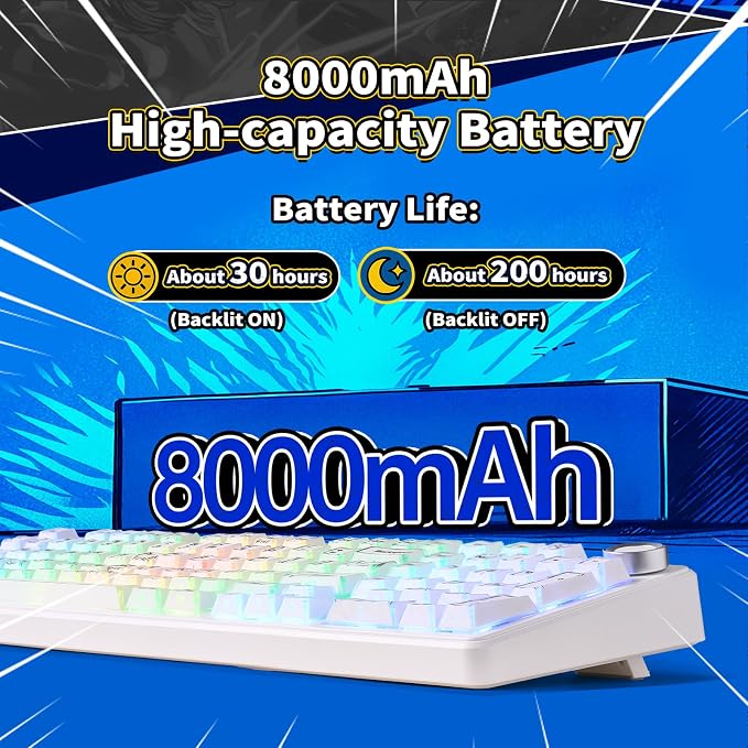 LEOBOG X Aula Wireless Mechanical Keyboard 8000mAh Creamy Gaming Keyboards | Aula F99 Pro Multifunction Metal Knob,Hot Swappable Custom,RGB Backlit,Tri-Mode BT/USB-C/2.4GHz Connect,PBT Keycaps,Full Size