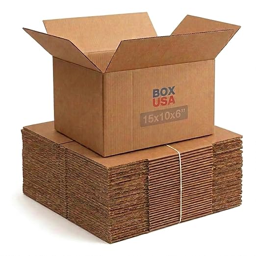 BOX USA 15 x 10 x 6 Corrugated Cardboard Boxes, Medium 15"L x 10"W x 6"H, Pack of 25 | Shipping, Packaging, Moving, Storage Box for Home or Business, Strong Wholesale Bulk Boxes