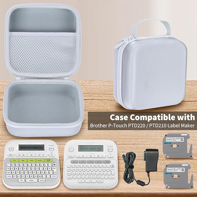 Storage Case Compatible with Brother P-Touch PTD220 / PTD210 Home Office Everyday Easy-to-Use Label Maker and Label Tapes