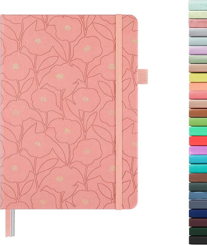 &And Per Se Lined Hardcover Notebook – A5 5.7"x8" College Ruled, 160 Pages, 100gsm Thick Paper – Aesthetic Journal for Women, Gift-Ready Planner, Everyday Writing Notebook (Peach Pink)
