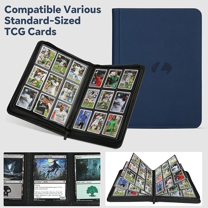 Trading Card Binder, Premium 9-Pocket Double Sided 540 Pocket PU Card Collection Binder, Collectible Trading Card Albums for MTG, TCG, Sports Cards (Dark Blue)