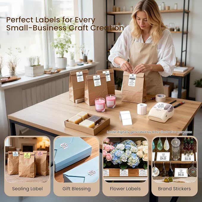 CLABEL Label Maker Machine with Tape, 221B Thermal Bluetooth Label Printer 2 Inch Portable Barcode Inkless Sticker for Small Business, Retail Office,Office, Home, Came with 1 Roll Label, (Pink Gold)
