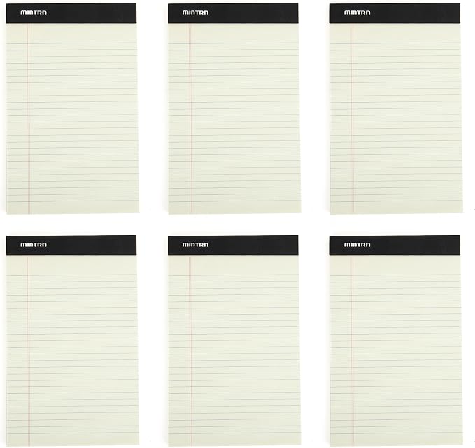 Mintra Office Legal Pads, ((Basic 6pk - (Green Paper) (5in x 8in (Narrow Ruled), 6pk (Green Tint))