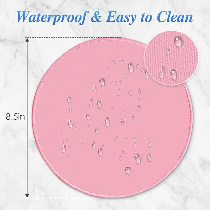 Round Mouse pad, high-end Texture, Sewn Edge Design, Anti-Slip Rubber Base. 8.6 x 8.6 inches (Pink)