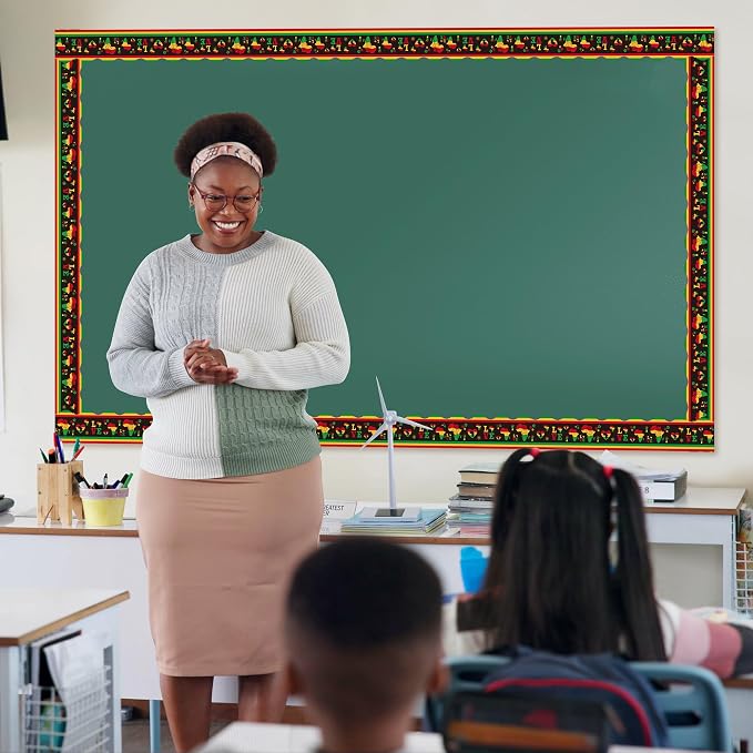 BeYumi Kwanzaa Bulletin Border Trim - 65ft Back to School Juneteenth Scalloped Rolled Border Trim African American Holiday LOVE Bulletin Board Borders Celebration Classroom Chalkboard Party Decoration