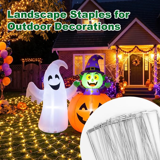 CEWOR 95 Pack Landscape Staples 4 Inch, Galvanized Garden Stakes