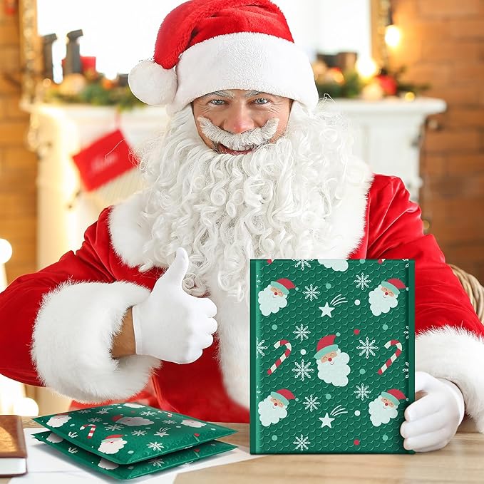 Fuxury Bubble Mailers 8.5x12 Inch 10 Pack Christmas Padded Envelopes Usable Size 8.5x11" Thick Mailing Envelopes Bubble Opaque Padded Mailers Shipping Bags for Mailing Jewelry Makeup Small Business #2