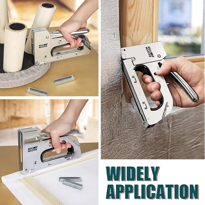 NEU MASTER All Steel Staple Gun, Wood Stapler Gun with 4000 Staples | Adjustable Penetration Control, Bottom Quick-Load, Light Duty Upholstery Stapler for Woodworking, Furniture, DIY & Home Decor