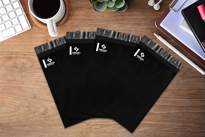Black Poly Mailers 6x9 in, Small Shipping Bags, 100 Pcs | Small shipping bags for clothing accessories and mailing envelopes for packing fabric items and apparel.