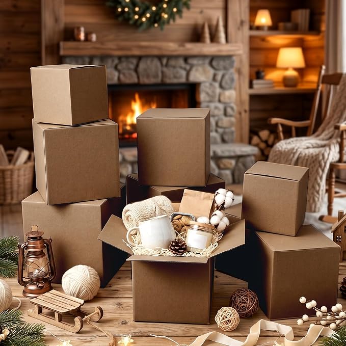 Hoikwo 30 Packs Shipping Boxes Mixed Sizes | 10 PCS Each of 8x8x8, 6x6x6, 5x5x5, Brown Cardboard Box for Small Business Packaging and Mailing