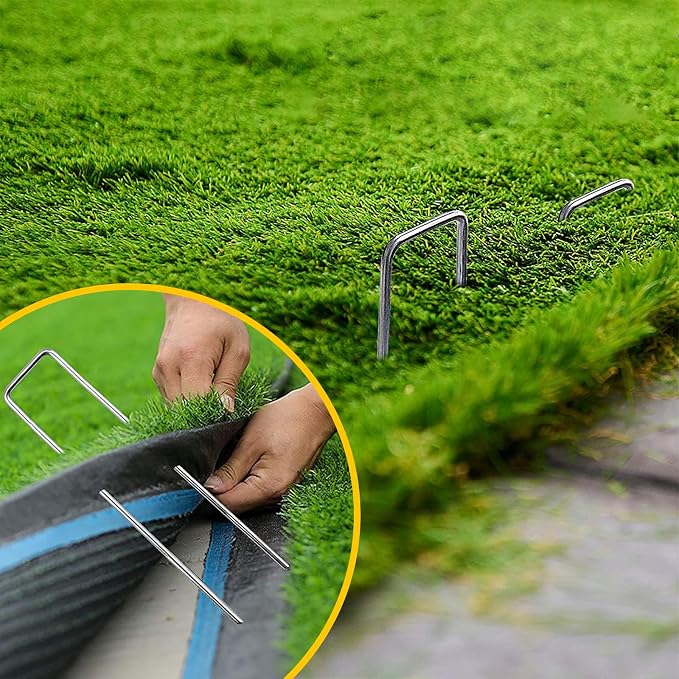 6 inch 200 Pack Landscape Staples Galvanized Garden Stakes | 11 Gauge Heavy Duty Garden Pins for Fences, Lawns, Weed Barriers and Landscape Fabrics, Irrigation Hose,Yard Lawn