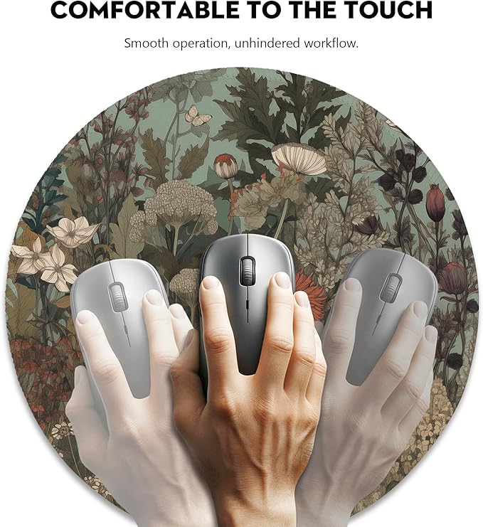 Botanical Elegance Wildflower Mouse Pad - Nature's Palette for Your Desk, Stitched Edges Non-Slip Rubber Base Mouse Pads for Computers Laptop