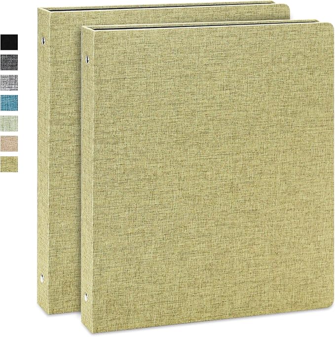 Vienrose 3 Ring Binder 1 Inch Round Rings with Linen Fabric Cover, Fits 8.5 x 11 Inch Paper, Durable Organizer for School, Office, Home, Recipes (2 Pack,DarkGreen)