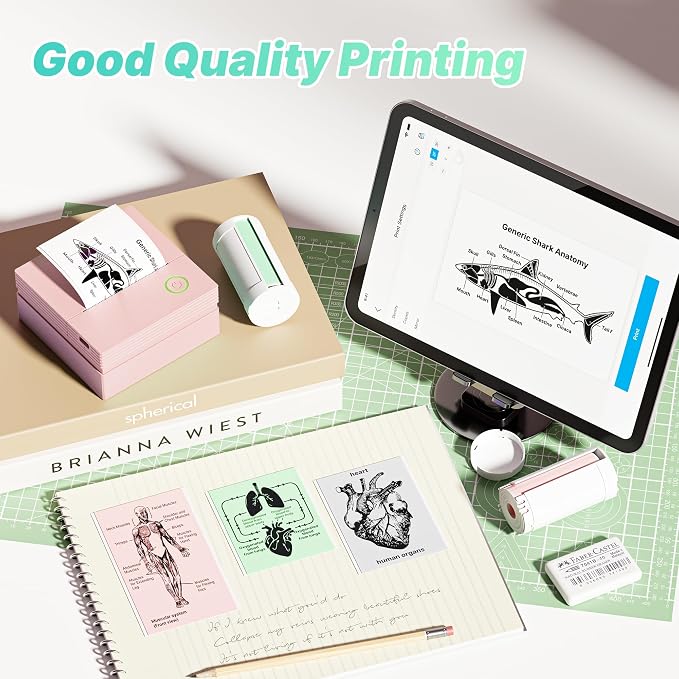 Mini Sticker Printer, PM290 Sticker Maker Machine with 3 Roll Paper | Good Quality, Portable, Smart AI APP, Mini Printer for Study, Gifts for Girls Boys, Back to School Supplies for Teachers