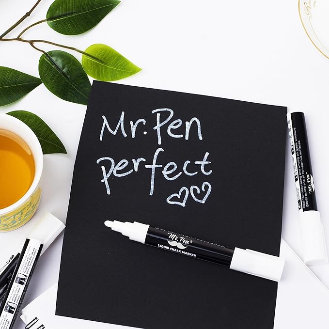 Mr. Pen- White Chalk Markers for Blackboard, 8 Pack, Reversible Tip, White Liquid Chalk Marker, Non-Toxic Liquid Chalkboard for Windows and Glass, Erasable Markers