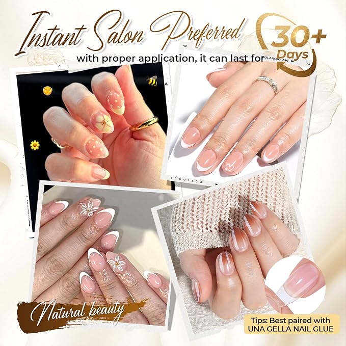 UNA GELLA Extra Short Almond Nail Tips Full Cover 504PCS Gel Nail Tips | XS Short Almond Shaped Nails Tips Soft Gel Clear Fake Nails Tip for Acrylic Nail Tip Home DIY Salon Nails 12 Sizes