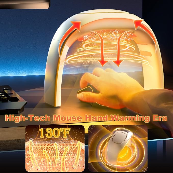 Heated Mouse Pad Hand Warmer Super Quiet 110v 100w - White | 3 Heating Modes Personal Desk Heater Energy Efficient Ceramic Office with Thermostat Low Wattage