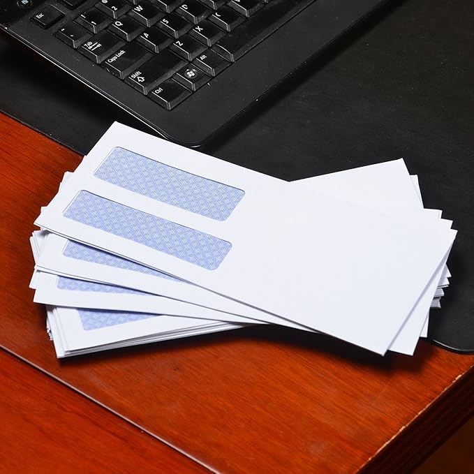 Quality Park #8 5/8 Security Envelopes,Double Window,Self Seal Envelopes for Invoices/Statements,3-5/8" x 8-5/8",24 lb White,500/Box (QUA24539),(Pack of 5)
