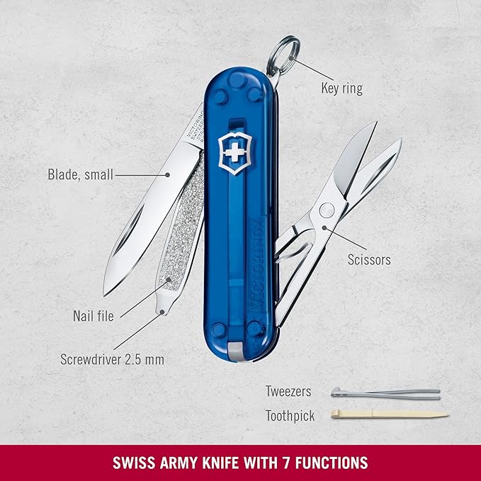 Victorinox Swiss Army Classic SD Pocket Knife (Translucent Sapphire), 58mm