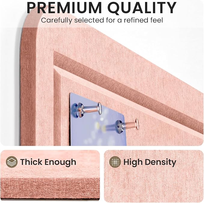 Large Bulletin Board, 35 X 17 Inches Felt Cork Board with 40 Pushpins, Foldable Felt Notice Pin Board Photo Display Board with Self-Adhesive Tape for Office Home School (Pink, 35x17 inch)