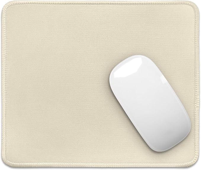 FROGIGO Mouse Pad with Stitched Edges - Solid Color Mousepad for Women, 9.25 x 7.75 inch Washable Square Desk Pad, Non-Slip Rubber Base, Office Home Laptop Accessories - Warm Sand