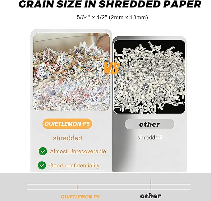 150-Sheet Paper Shredder Heavy Duty, Micro Cut and CDs/Cards, P5 Ultra Security, 60 Min Non Stop Shredder for Home Office, 5.3 Gallon Bin with Wheels, <60 dB (OL289)