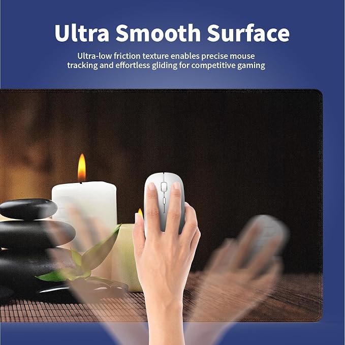 Tranquil Zen Spa Large Mouse Pad, Peaceful Scene Still Life Desk Mat | Natural Ambiance of Candles, Stones & Orchids Flowers, 31.5" x 11.8", XXL Gaming Stitched Keyboard Mat, Smooth, Anti-Slip