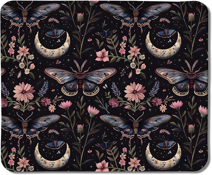 Butterfly Mouse Pad, Mystical Witchy Floral Butterfly Mouse Pads for Wireless Mouse Computers Laptop Desk Accessories, Aesthetic Mouse Pad, Desk Supplies for Women Office, 9.5x7.9 Inch
