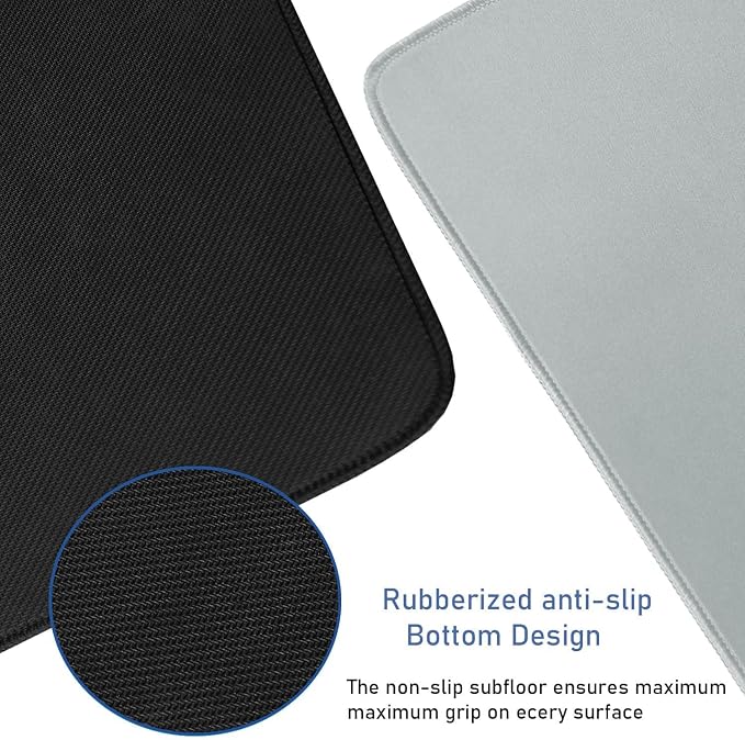 Large Extended Gaming Mouse Pad with Stitched Edges, 47.3 X 23.6 in Desk Pad Durable Non-Slip Natural Rubber Base, Waterproof Computer Keyboard Mat for Esports Pros, Gamer, Desktop, Grey