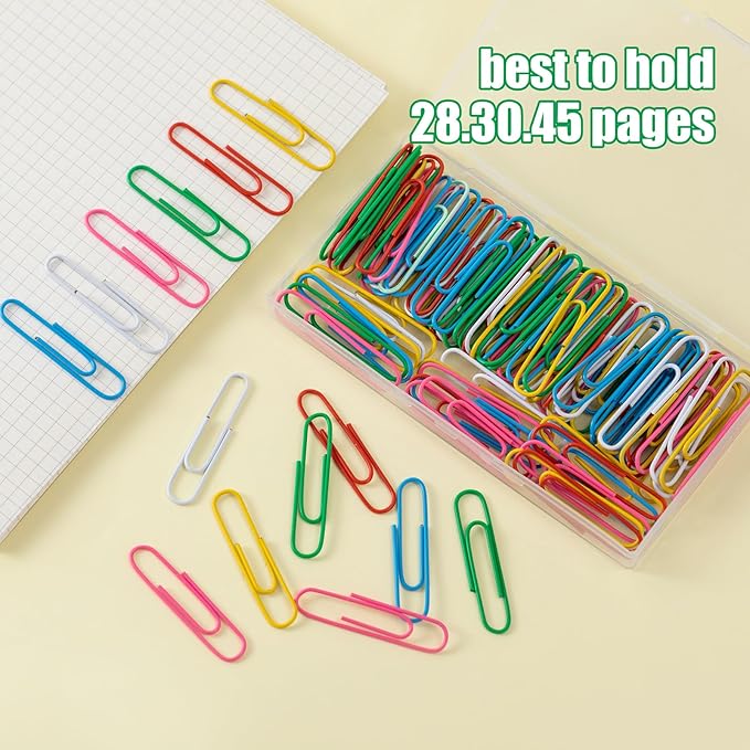 110 Pcs 2 Inch Colorful Paper Clips, Assorted Colored Coated Jumbo Reusable Big Paperclips, Durable and Rustproof, Large Colored Paperclips for Office School Document Organizing