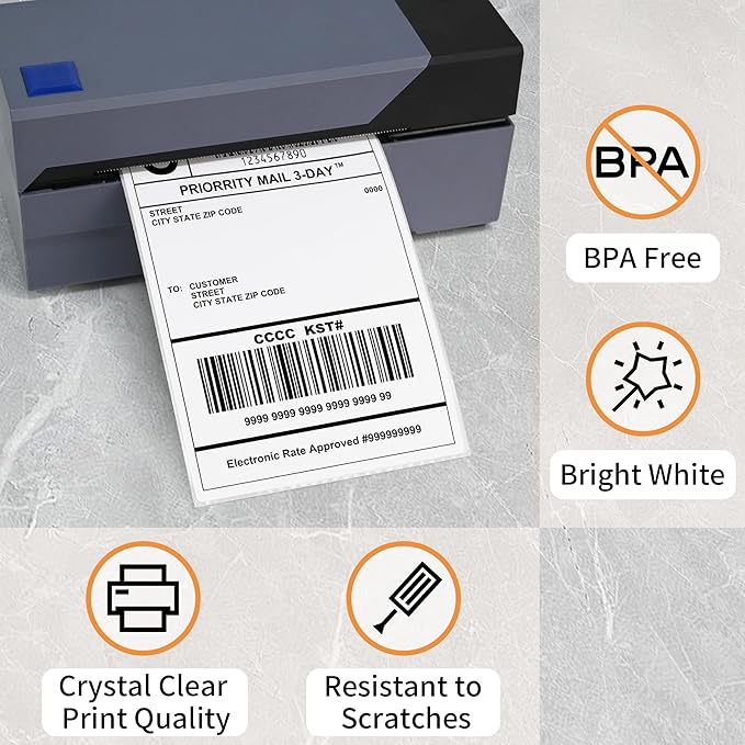 L LIKED 8000 Thermal Shipping Labels 4”x 6”in Fanfold, Permanent Adhesive, Perforated Line Labels Compatible with Direct Thermal Printings (2 Stacks, 4000 Labels/Stack)