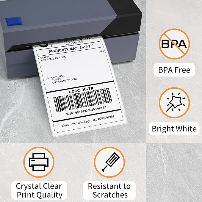 L LIKED 8000 Thermal Shipping Labels 4”x 6”in Fanfold, Permanent Adhesive, Perforated Line Labels Compatible with Direct Thermal Printings (2 Stacks, 4000 Labels/Stack) | 2 Stacks, 4000 Labels Per Stack, BPA Free, Perforated Easy-Tear, Compatible with ...