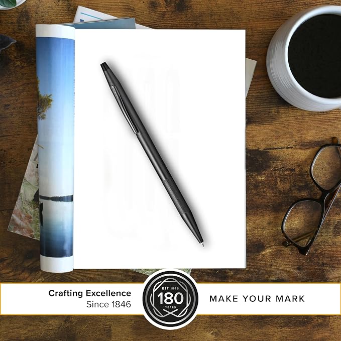 Cross Classic Century Black PVD Micro-knurl Ballpoint Pen, Black Ink | Refillable Ballpoint Pen for Effortless Writing, Durable Construction, Premier Distinctive Look, Gift-Ready, Medium Point